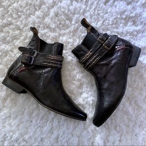 Bed Stu Black Leather Ankle Boots Booties SZ 8